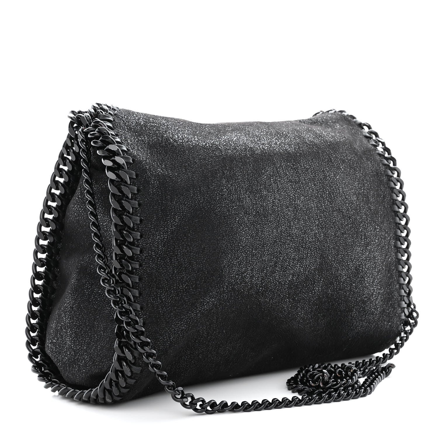 Stella McCartney Shaggy Deer Mini Falabella Fold Over Tote Black 3 of 11