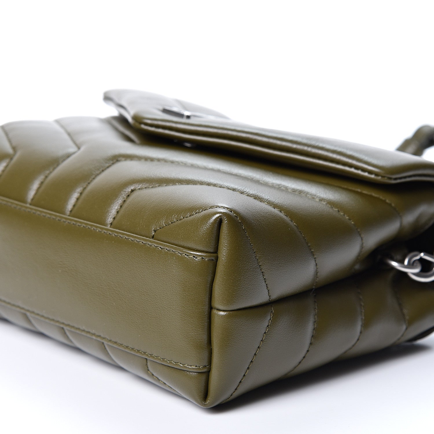 Saint Laurent Calfskin Y Quilted Monogram Toy Loulou Crossbody Bag Military Olive 9 of 9