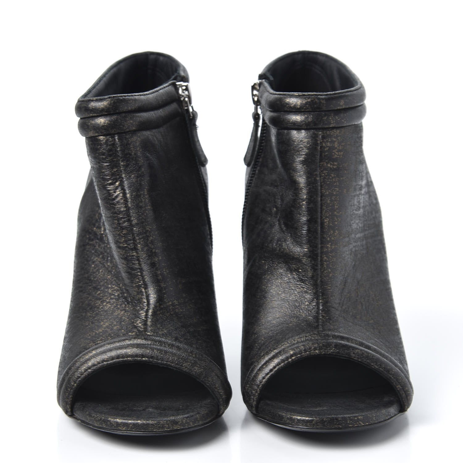 Chanel Fantasy Lambskin Peep Toe Short Boots 37.5 Black Gold 2 of 11
