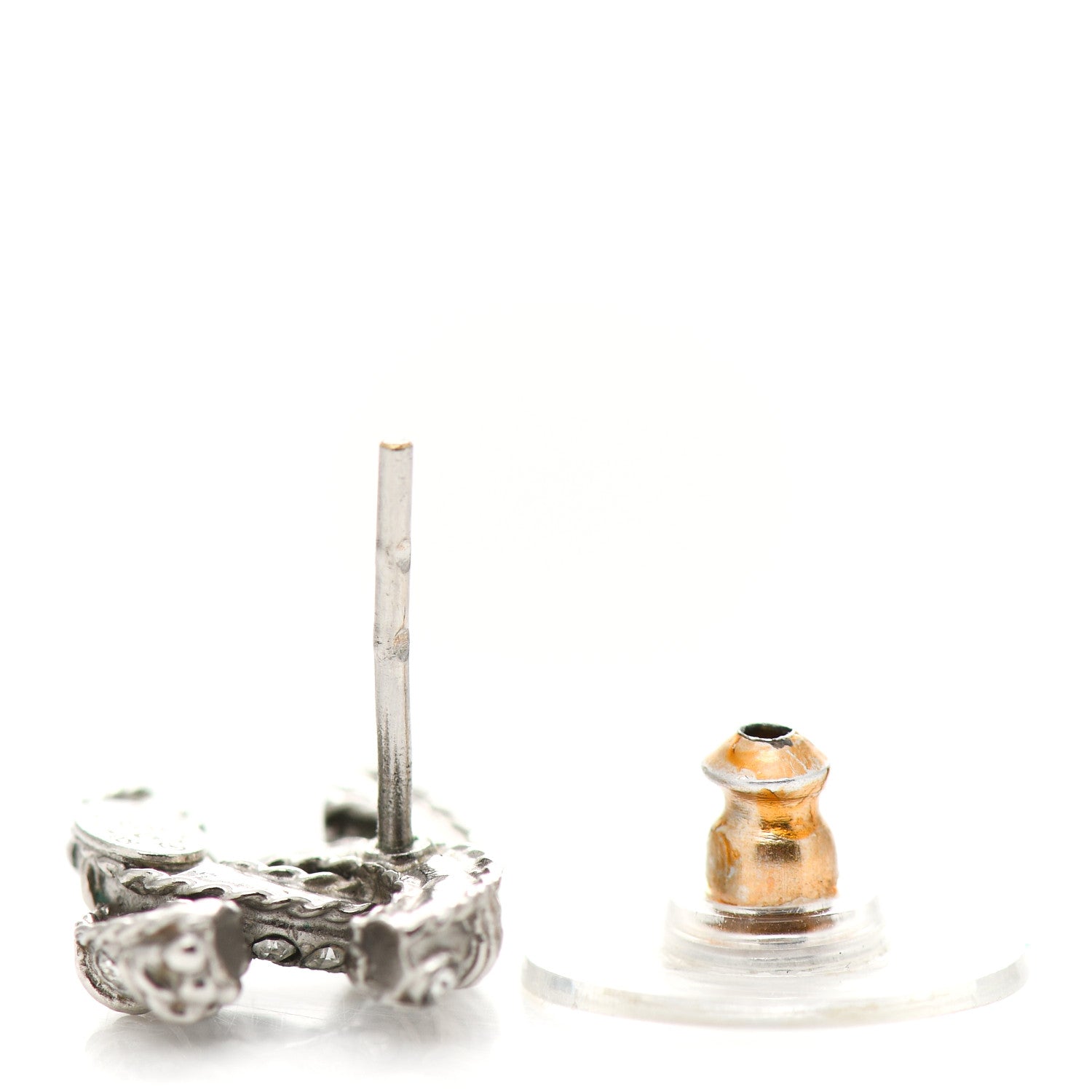 Chanel Crystal CC Twisted Earrings Silver 3 of 5