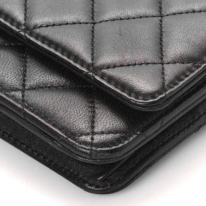 Chanel Lambskin Quilted Wallet On Chain WOC Black 10 of 10