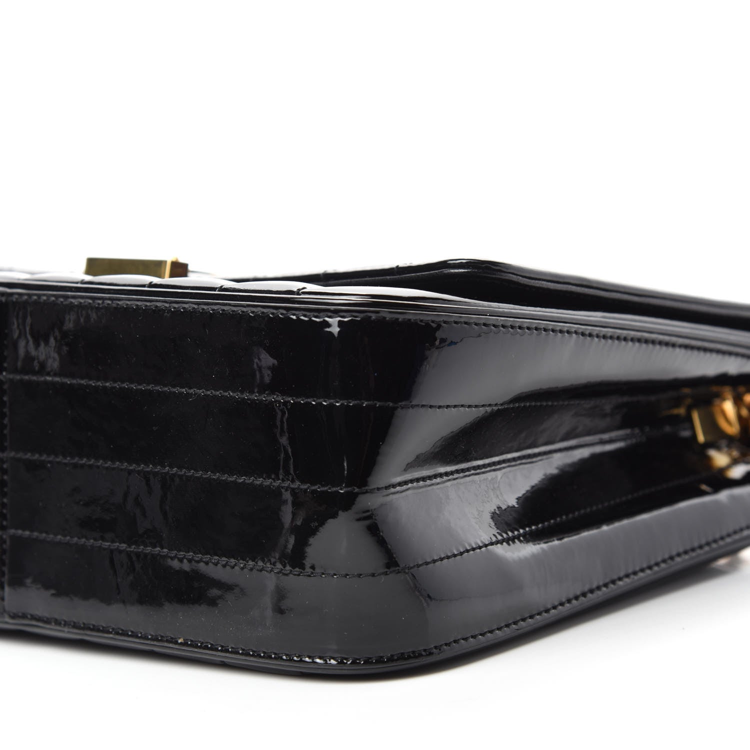 Saint Laurent Patent Matelasse Monogram Large Vicky Chain Bag Black 7 of 13