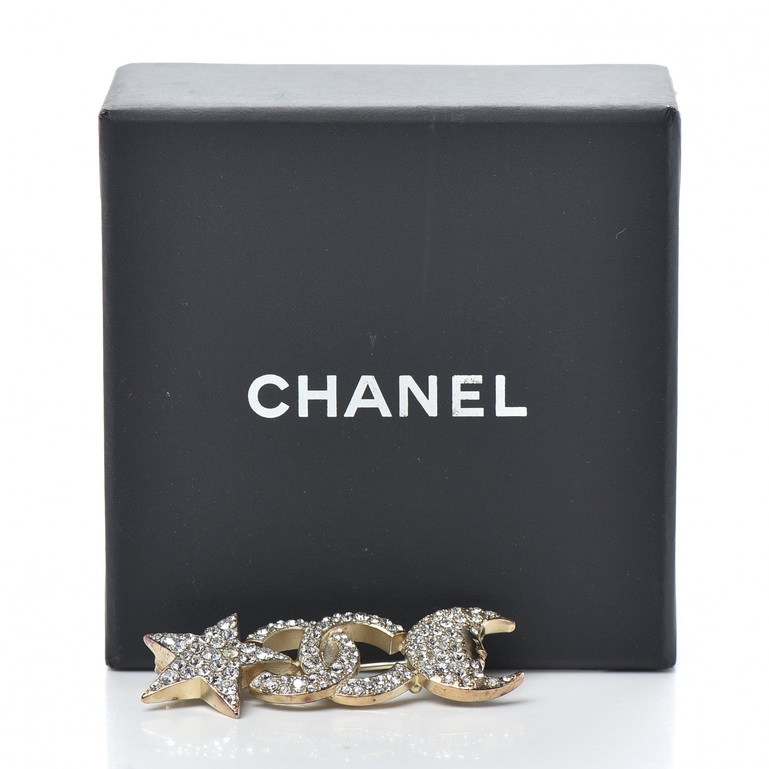 Chanel Crystal CC Moon Star Brooch Gold 5 of 5