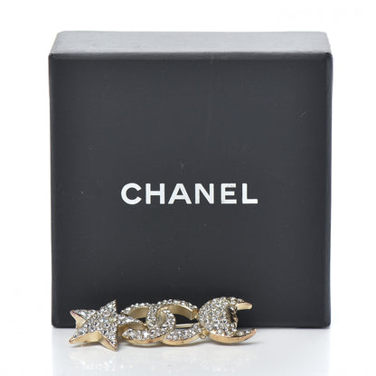 Chanel Crystal CC Moon Star Brooch Gold 5 of 5