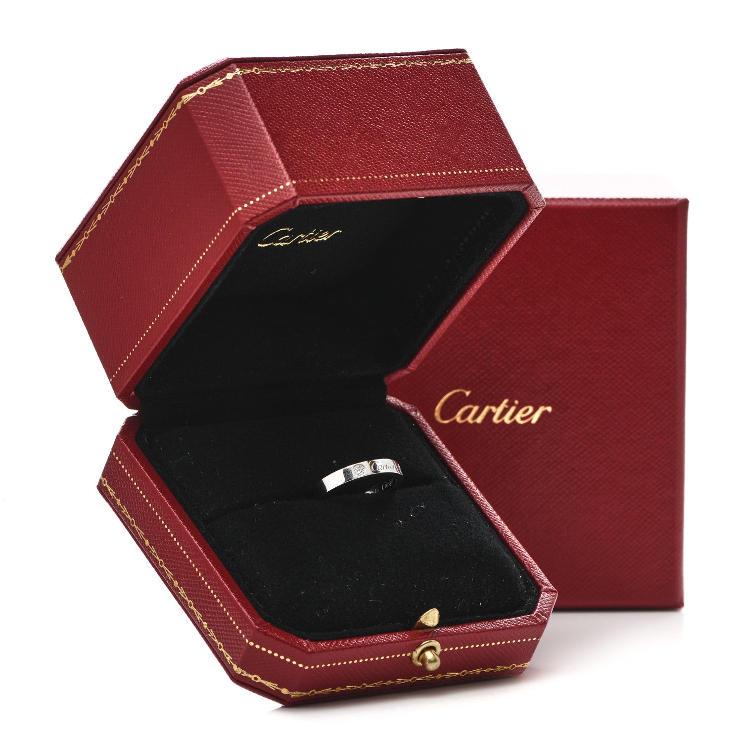 Cartier Platinum 2 Diamond 3mm C De Cartier Wedding Band Ring 50 5.25 7 of 7