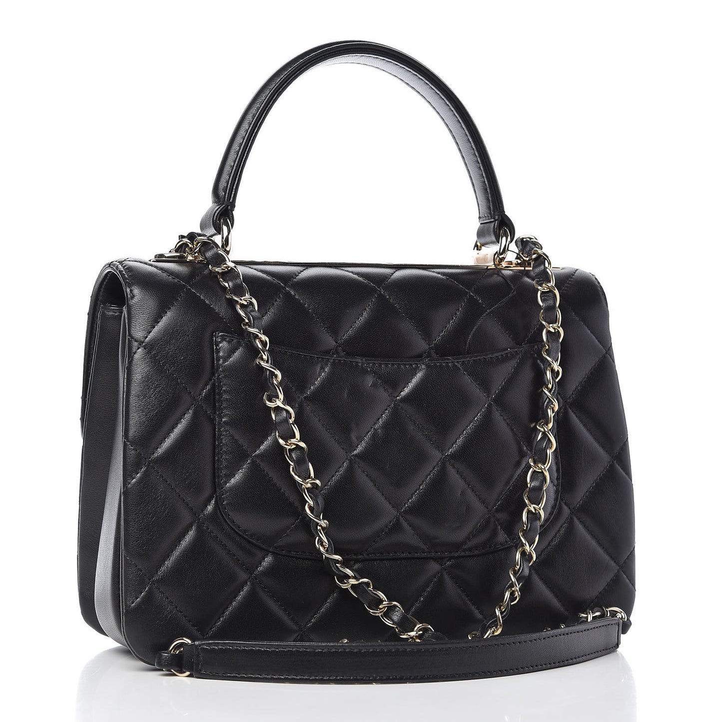 Lambskin Quilted Small Trendy CC Dual Handle Flap Bag Black