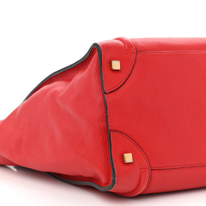 Celine Drummed Calfskin Mini Luggage Coquelicot 9 of 11