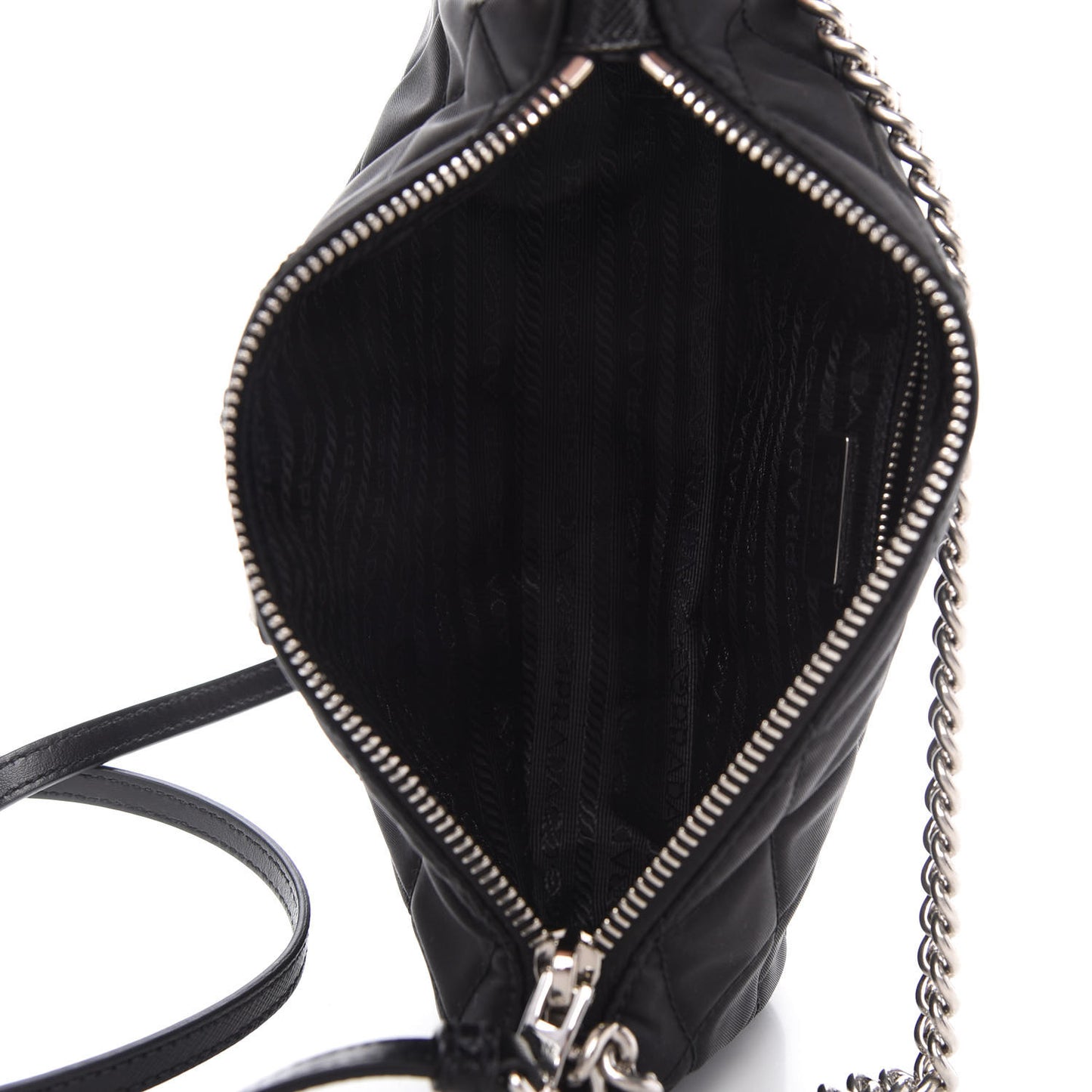 Nylon Tessuto Impuntu Quilted Crossbody Bag Black