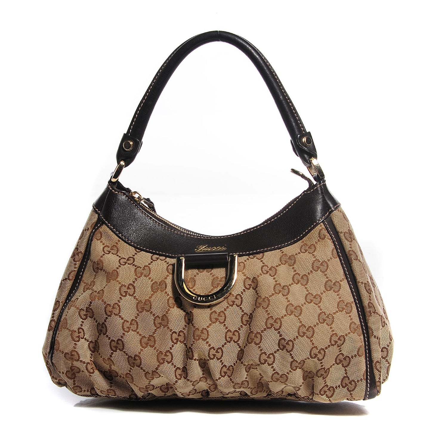 Monogram Medium D Gold Hobo Dark Brown