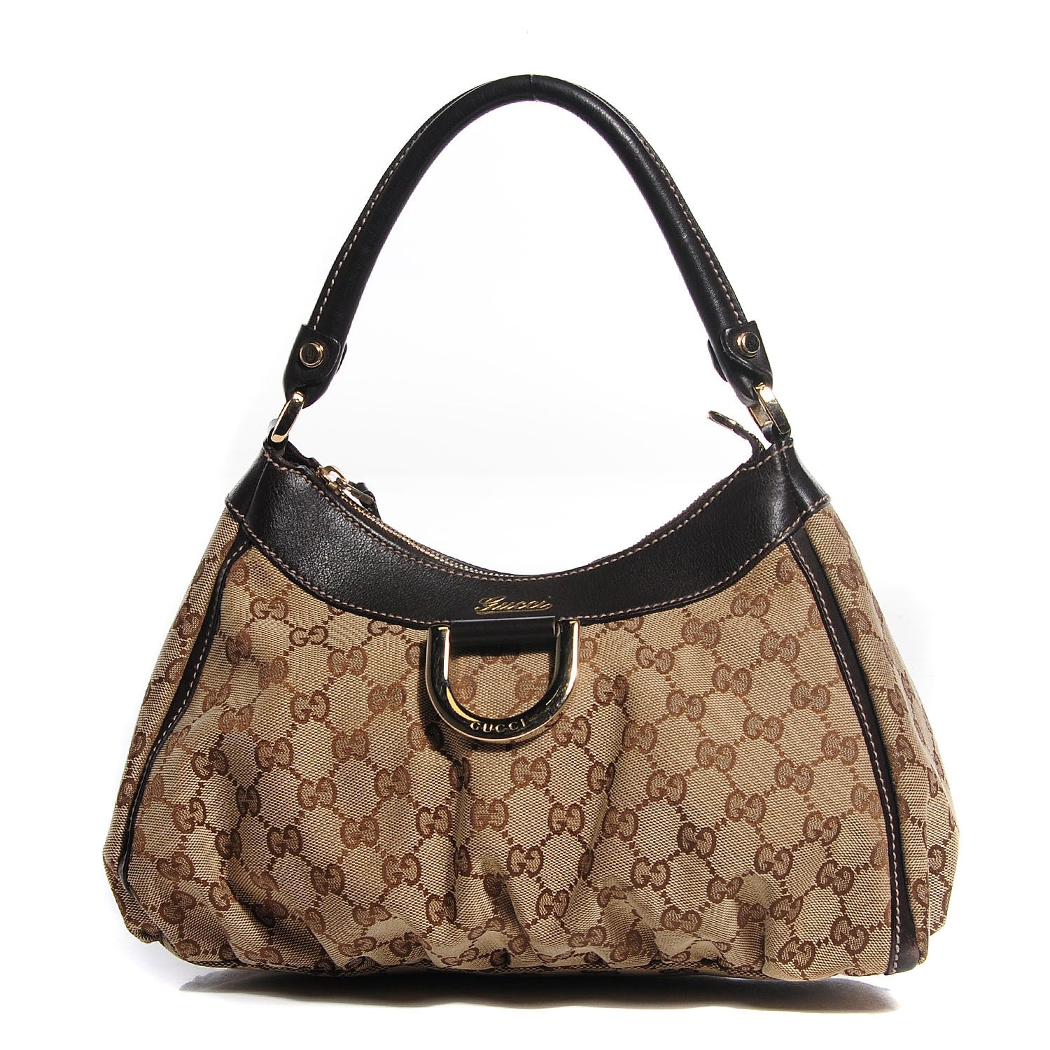 Gucci Monogram Medium D Gold Hobo Dark Brown 1 of 7
