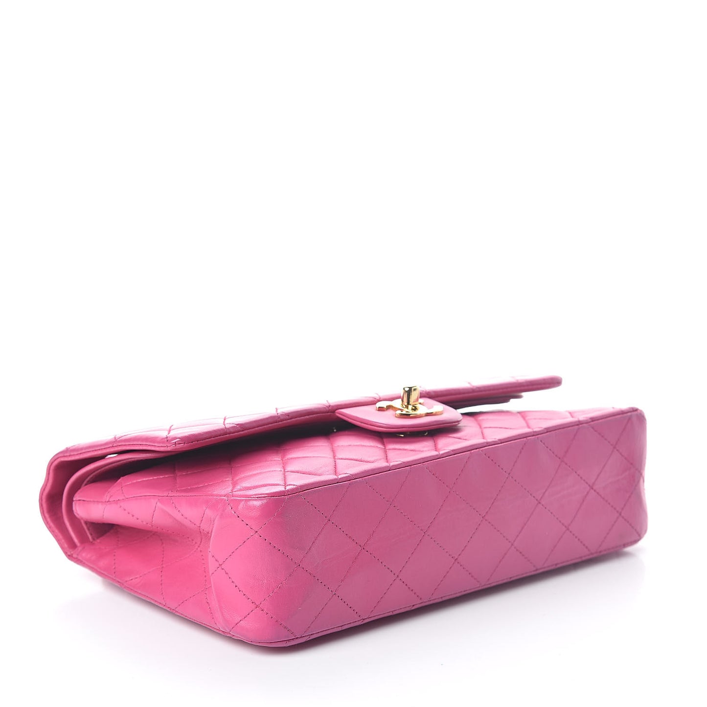 Lambskin Quilted Medium Double Flap Dark Pink