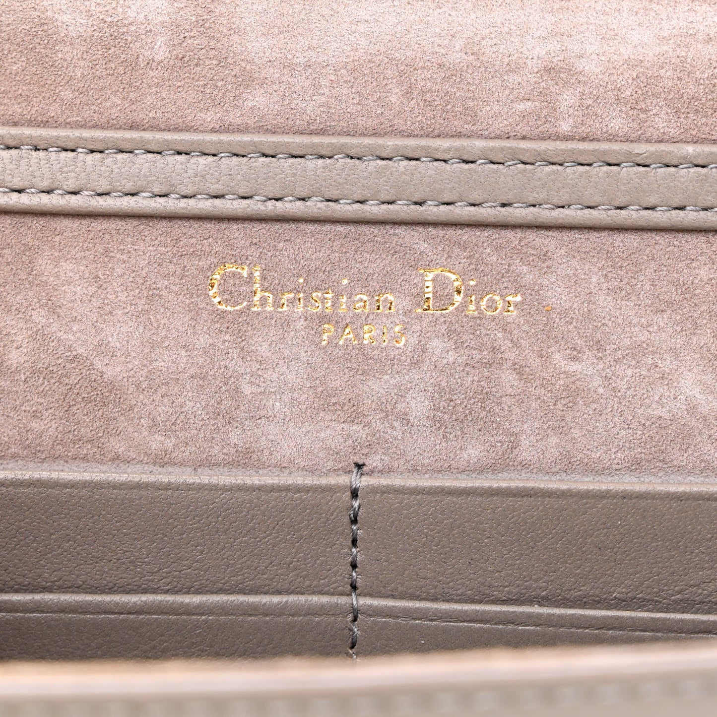 Calfskin Studded Diorama Wallet on Chain Pouch Grey