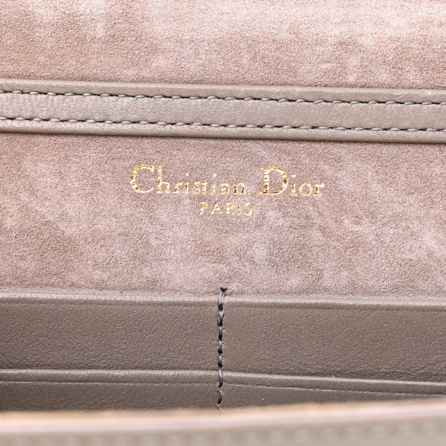 Christian Dior Calfskin Studded Diorama Wallet on Chain Pouch Grey 6 of 10