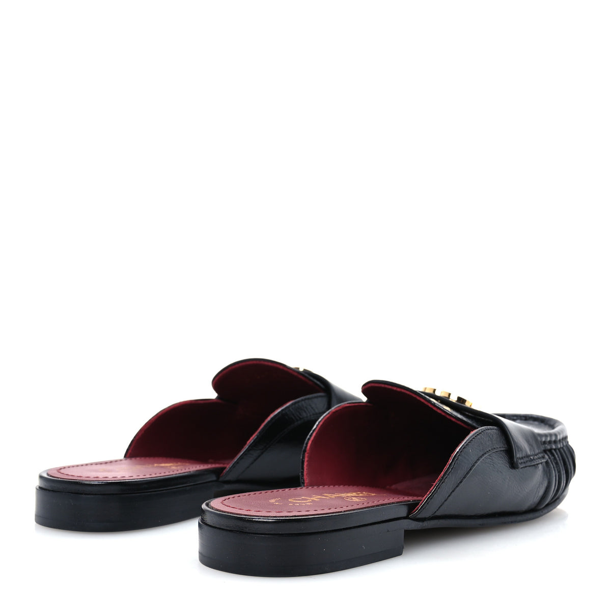 Chanel Shiny Crumpled Lambskin CC Mules 40 Black 5 of 10