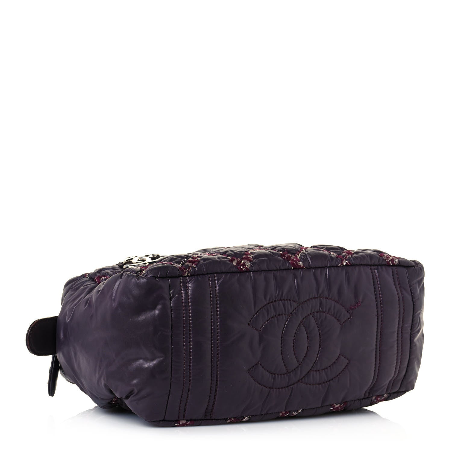 Chanel Nylon Quilted Tweed Stitch Bubble Camera Case Purple 3 of 15