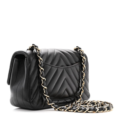 Chanel Lambskin Chevron Quilted Mini Rectangular Flap Black 3 of 11