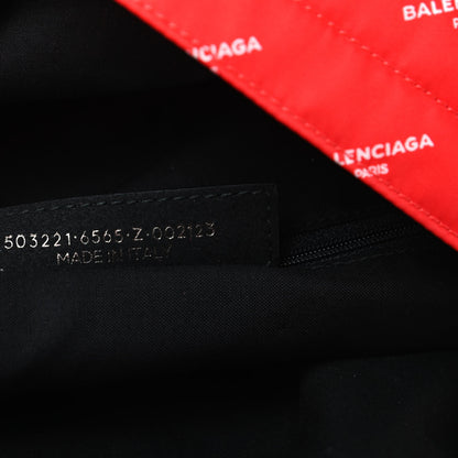 Balenciaga Twill Nylon Allover Logo Print Explorer Backpack Rouge Vermillion White 7 of 9