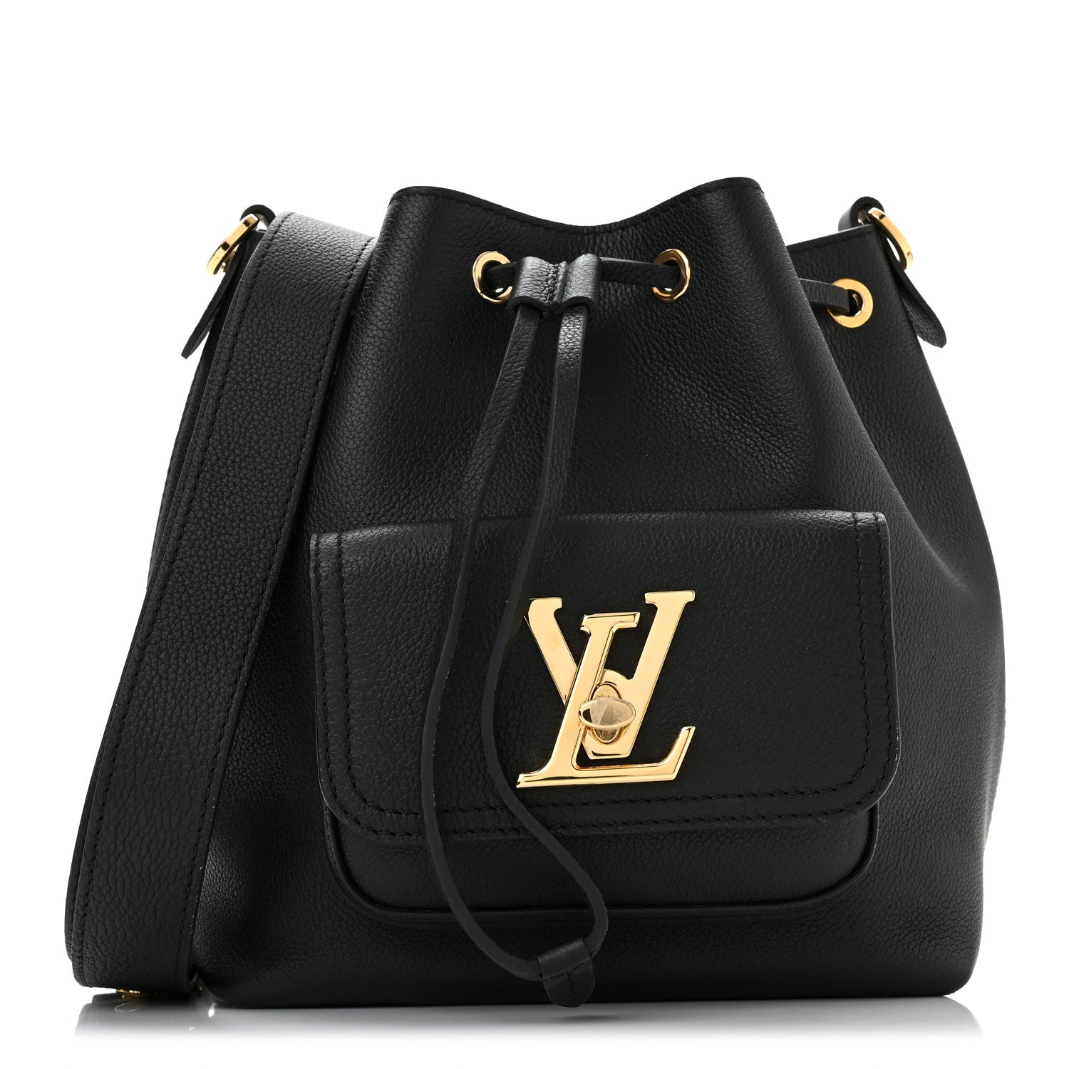 Louis Vuitton Calfskin Lockme Bucket MM Black 1 of 9