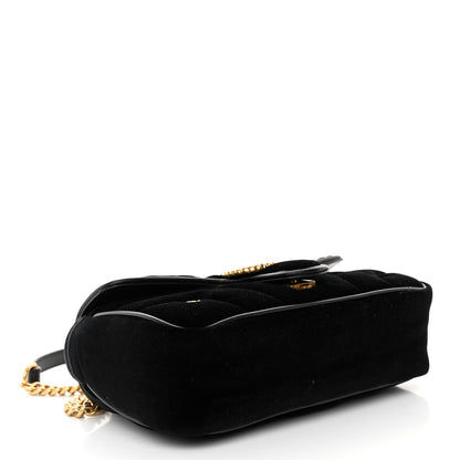 Gucci Velvet Matelasse Double G Studs Small Torchon GG Marmont Shoulder Bag Black 4 of 9