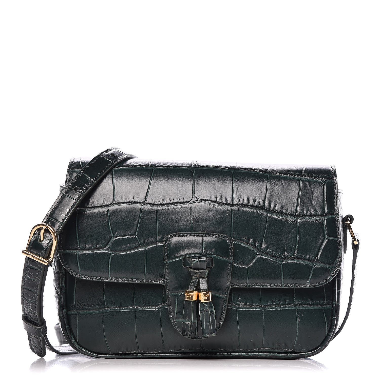 Celine Calfskin Crocodile Embossed Medium Tassel Bag Amazone 1 of 13