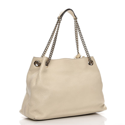 Gucci Pebbled Calfskin Medium Soho Chain Shoulder Bag Off White 3 of 7