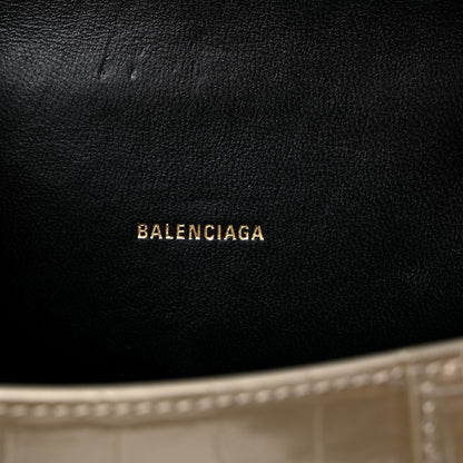 Balenciaga Metallic Shiny Calfskin Crocodile Embossed Hourglass Top Handle Bag XS Gold 6 of 9