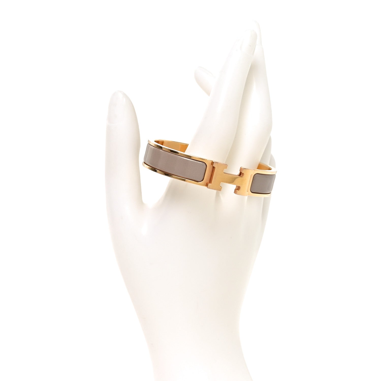Hermes Enamel Narrow Clic Clac H Bracelet PM Marron Glace 2 of 5