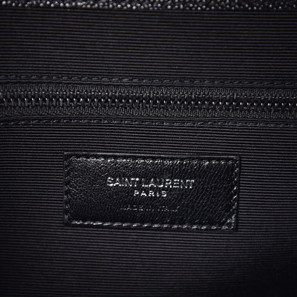 Saint Laurent Grain De Poudre Textured Mixed Matelasse Large Triquilt Monogram Monochrome Satchel Black 7 of 13