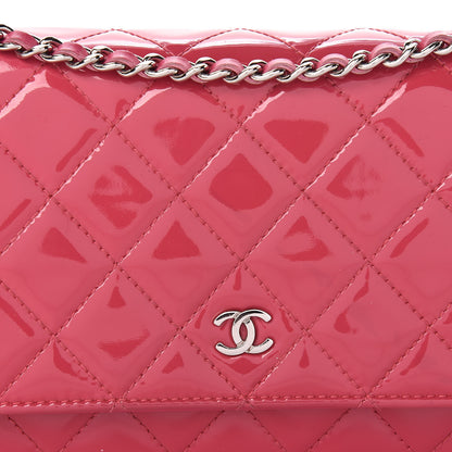 Chanel Patent Quilted Wallet On Chain WOC Fuchsia 9 of 14