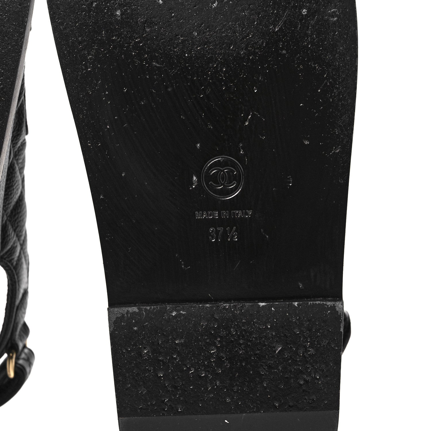 Chanel Grained Calfskin Velcro Dad Sandals 37.5 Black 6 of 10