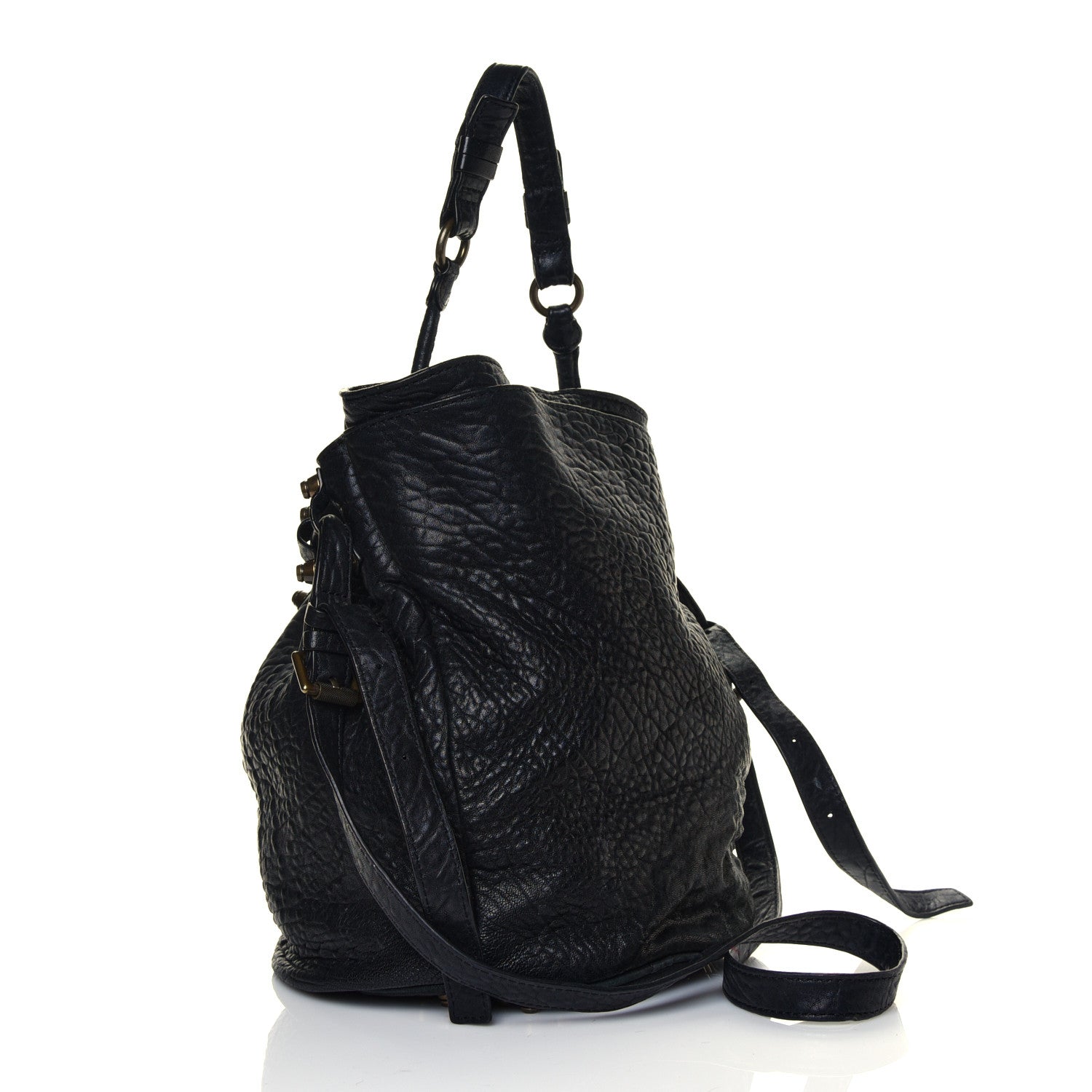 Alexander Wang Pebbled Lambskin Diego Bucket Bag Black Antique Brass Hardware 2 of 4