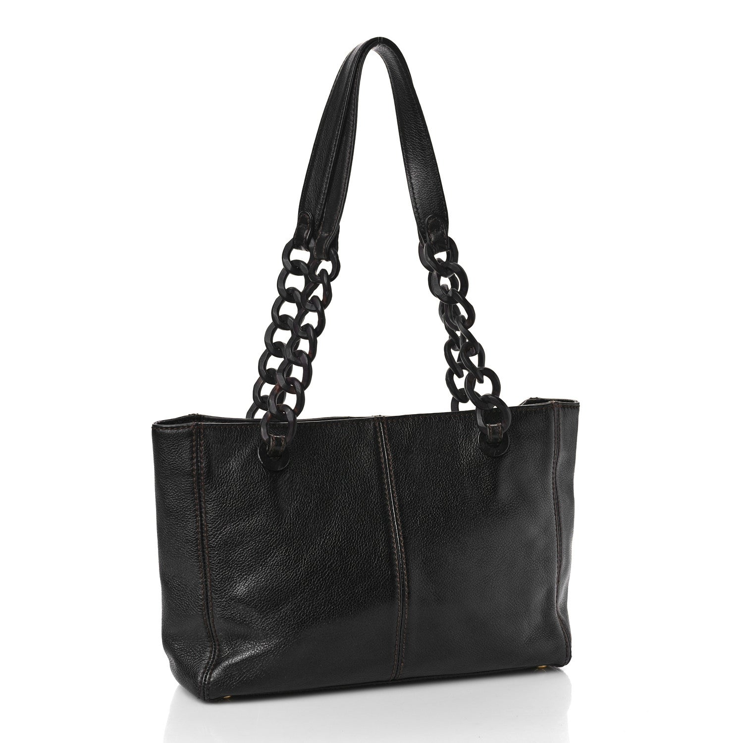 Chanel Calfskin Wood Chain Tote Dark Brown 3 of 9