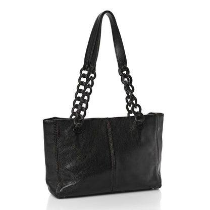 Chanel Calfskin Wood Chain Tote Dark Brown 3 of 9
