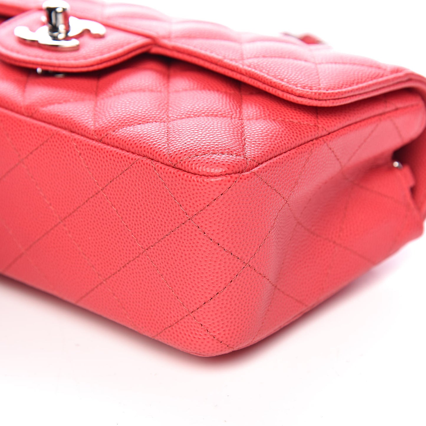 Caviar Quilted Mini Rectangular Flap Dark Pink