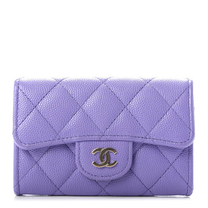 Chanel Caviar Quilted Flap Card Holder Wallet Purple 1 of 8