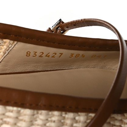 Gucci Raffia Nappa Horsebit Ballerina Flats 38.5 Natural Sundial 8 of 9