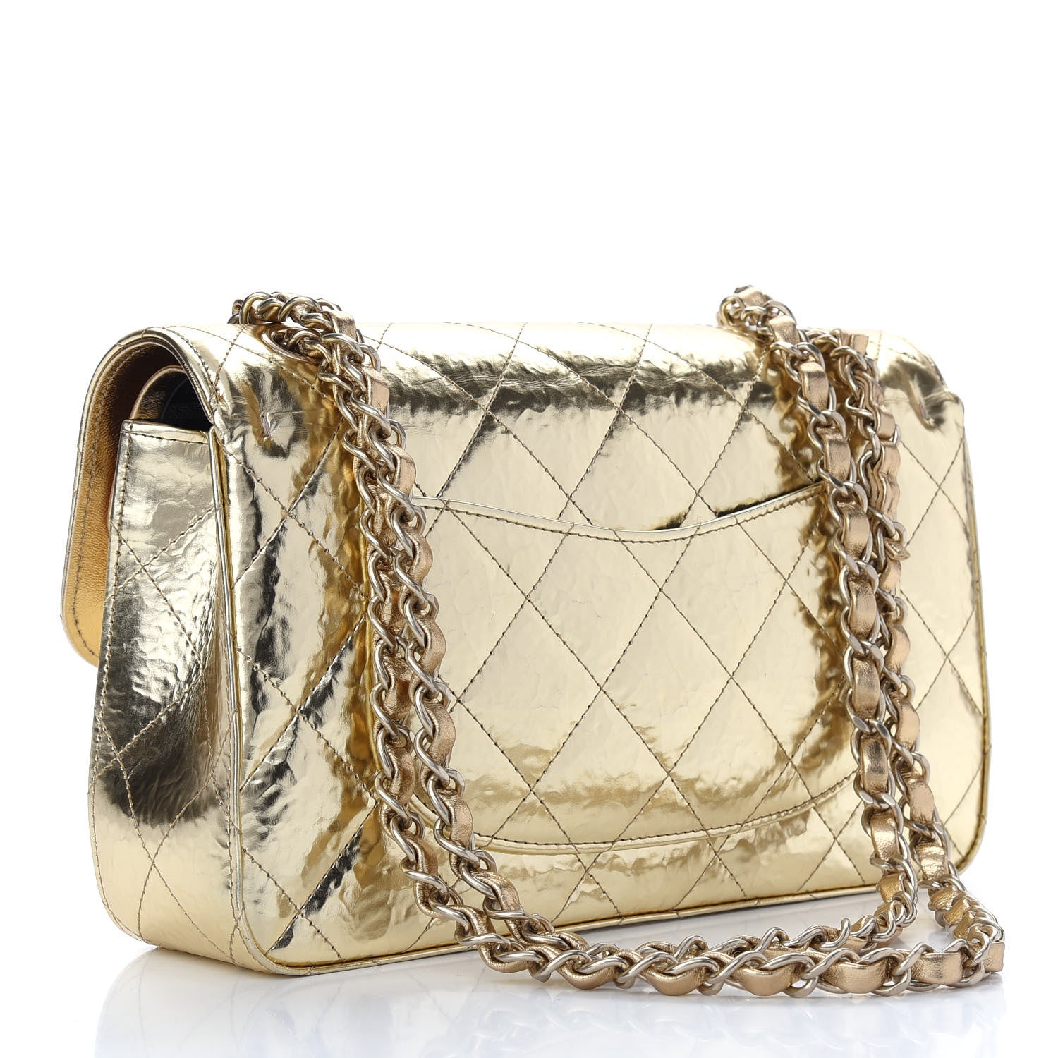 Chanel Hammered Metallic Calfskin Quilted Small Double Flap Gold 3 of 10