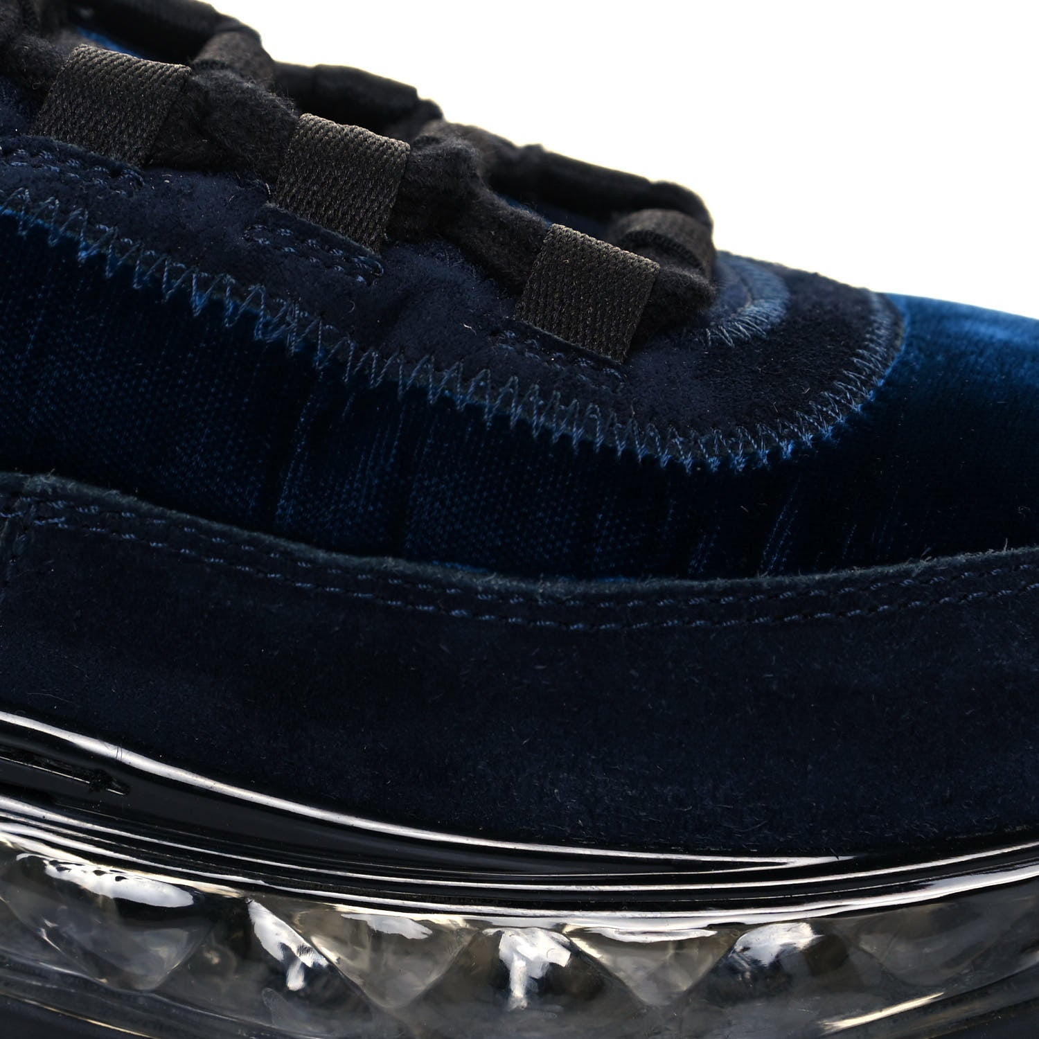 Chanel Suede Calfskin Velvet Grosgrain CC Sneakers 39.5 Navy Blue Black 8 of 9