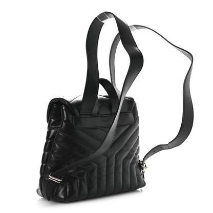 Saint Laurent Calfskin Y Quilted Monogram Small Loulou Backpack Black 3 of 10