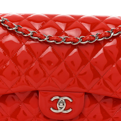 Chanel Patent Quilted Jumbo Double Flap Red 5 of 12