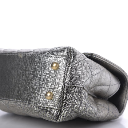 Chanel Metallic Caviar Quilted Mini Coco Handle Flap Silver 6 of 10
