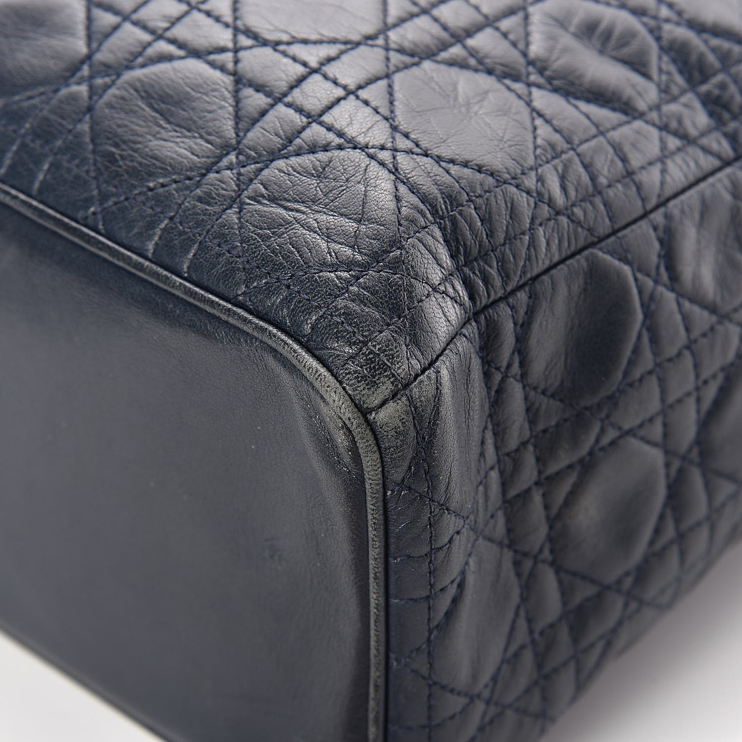 Lambskin Cannage Large Soft Lady Dior Shopping Tote Navy Blue