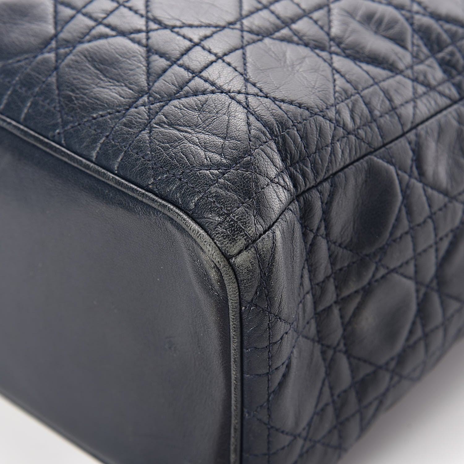 Christian Dior Lambskin Cannage Large Soft Lady Dior Shopping Tote Navy Blue 18 of 19
