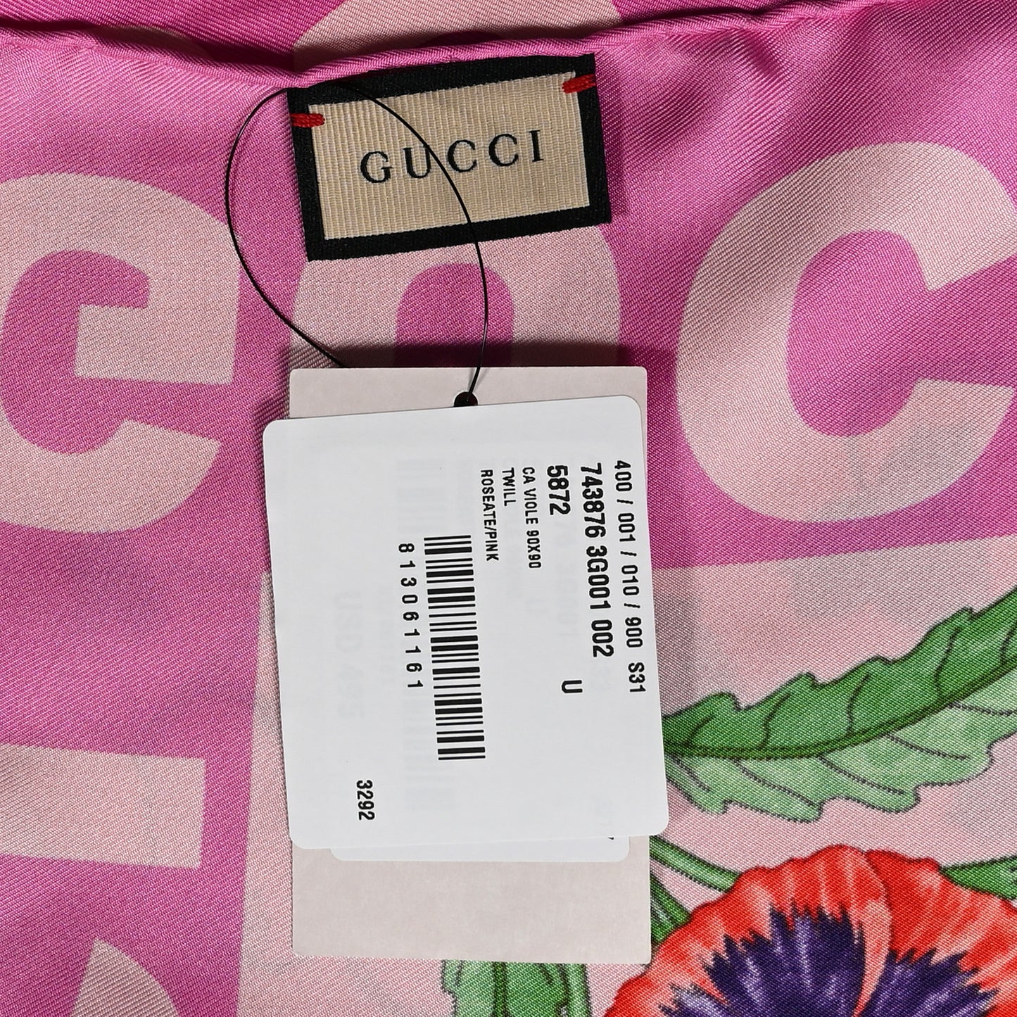 Silk Twill Viole Square Scarf Roseate Pink