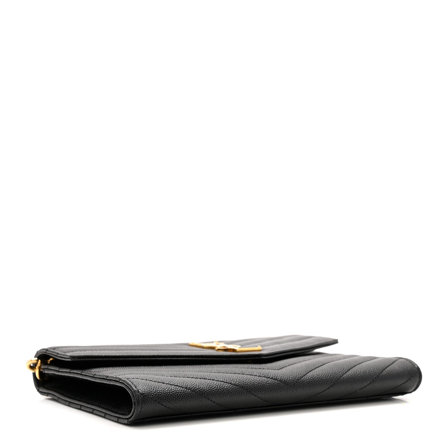 Grain De Poudre Matelasse Chevron Monogram Envelope Clutch Black