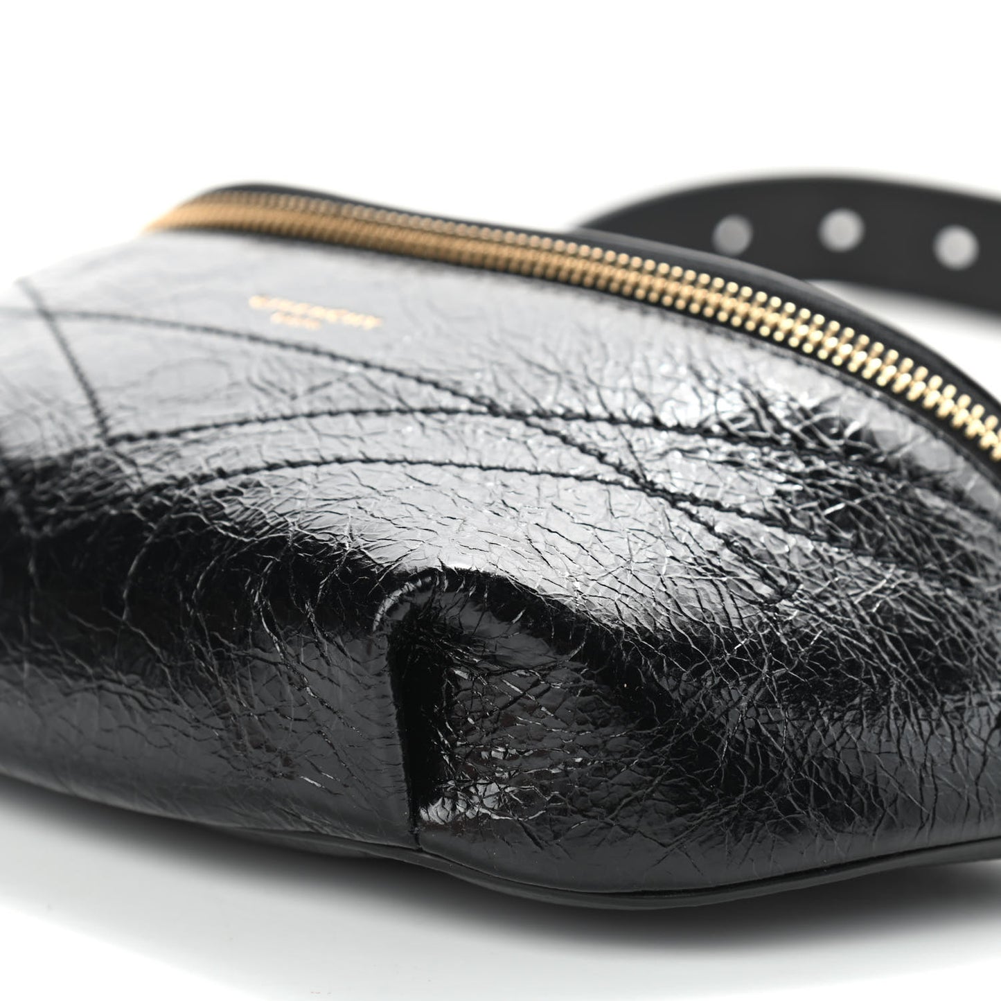 Crackle Calfskin ID Belt Bag Black