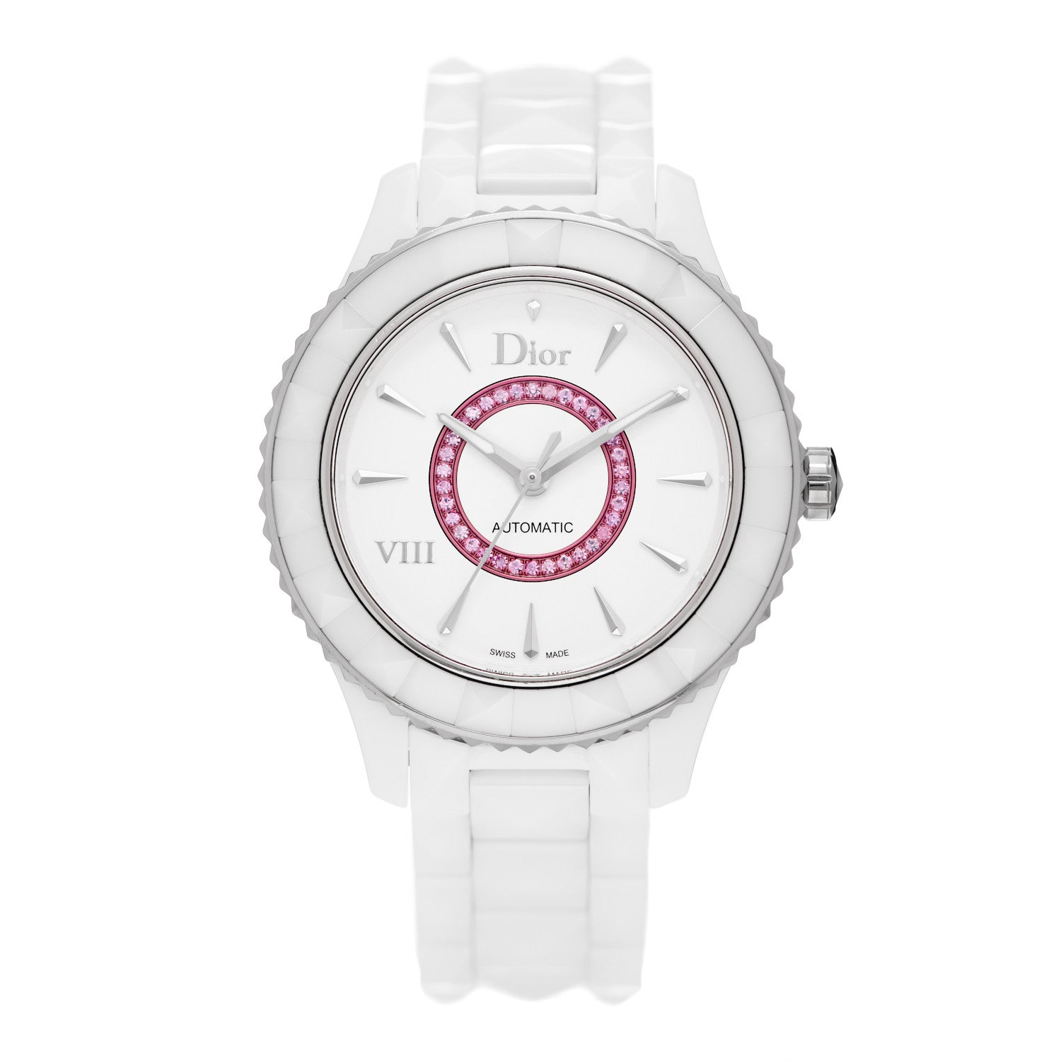 Christian Dior Stainless Steel Ceramic Pink Sapphire 38mm Dior VIII Automatic Watch White 1 of 5