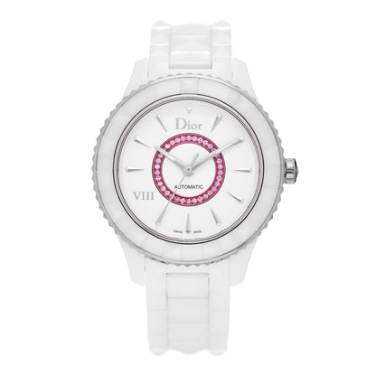 Christian Dior Stainless Steel Ceramic Pink Sapphire 38mm Dior VIII Automatic Watch White 1 of 5