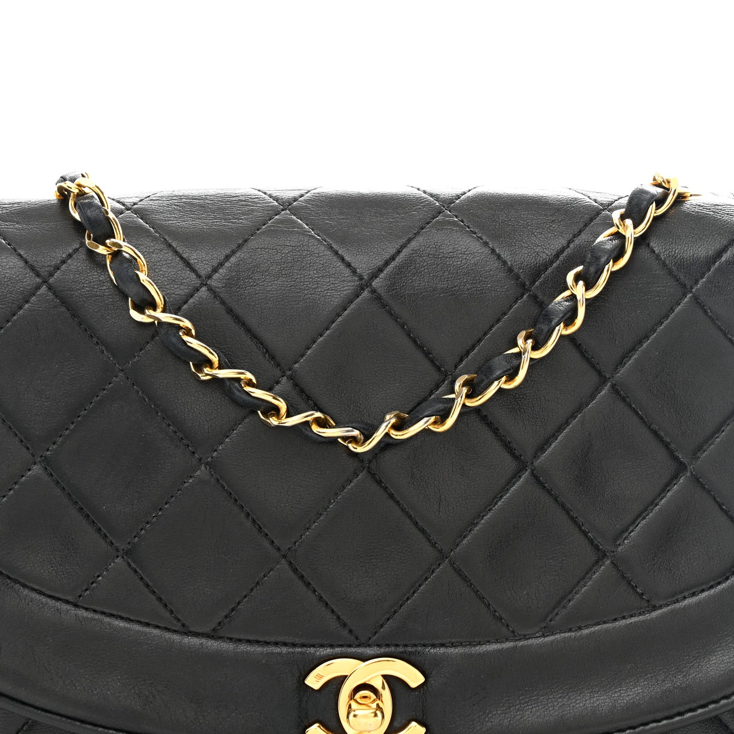 Lambskin Quilted Medium Single Flap Black