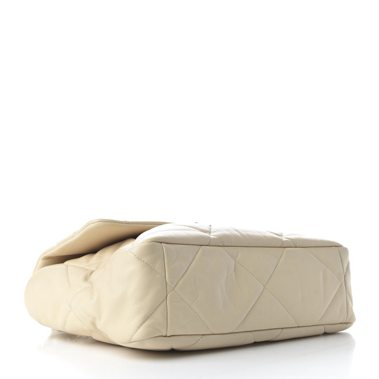 Goatskin Quilted Large 19 Flap Beige